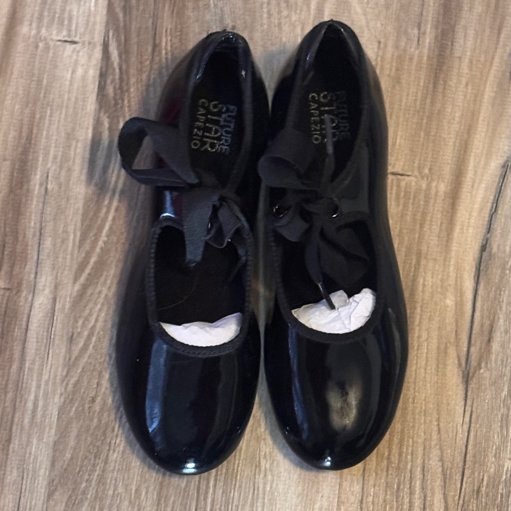 Capezio Future Star Children’s Black Patent Tap Shoes Sz 2 New